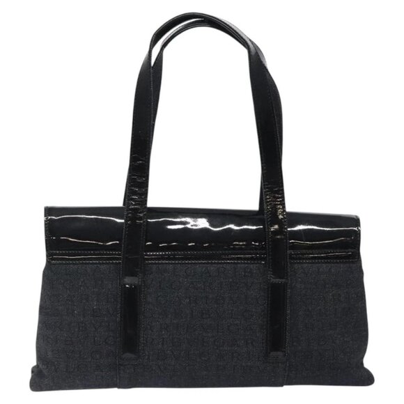 BVLGARI Logo Mania Shoulder Bag Canvas Black Silver - Picture 2 of 16